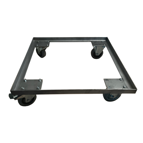 Kühlschrankverkleidung Kunststoffbeschichtete Spanplatte schwarz mit Rollen Verkleidung von Geräten Fahrgestell Edelstahl