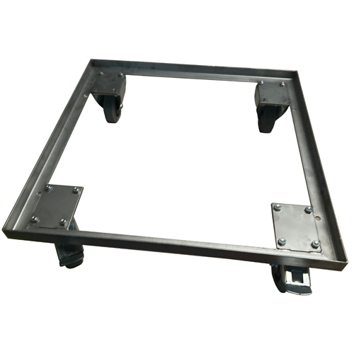 Kühlschrankverkleidung Kunststoffbeschichtete Spanplatte schwarz mit Rollen Verkleidung von Geräten Fahrgestell Edelstahl