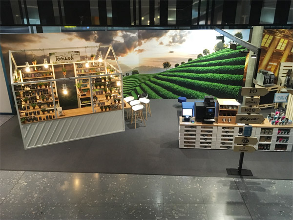 Messestand Loung mit Upcycling Paletten,beln